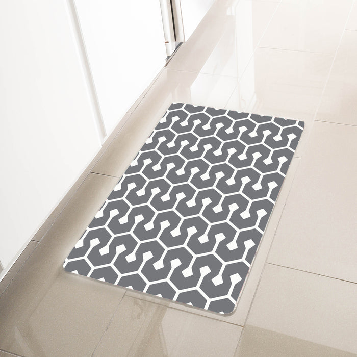 Grey Geometric Anti-Fatigue Kitchen Floor Mat (32" x 17.5")-Simple Being-SimplyLife Home