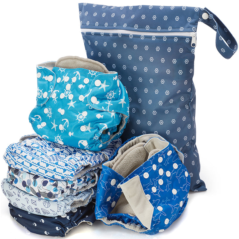 Under The Sea Print Unisex Reusable Baby Cloth Diapers-SimplyLife Home