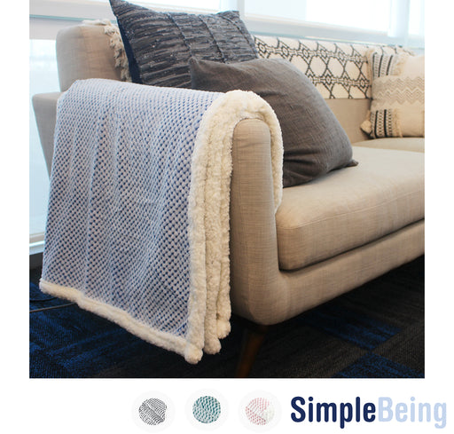 Simple Being Blue Flannel Sherpa Blanket