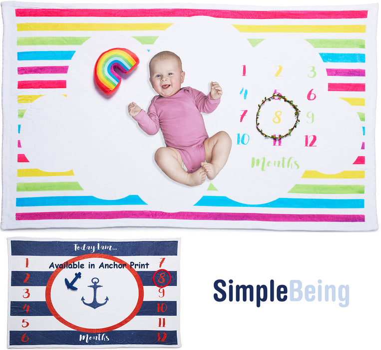 Simple Being Rainbow Baby Monthly Milestone Blanket