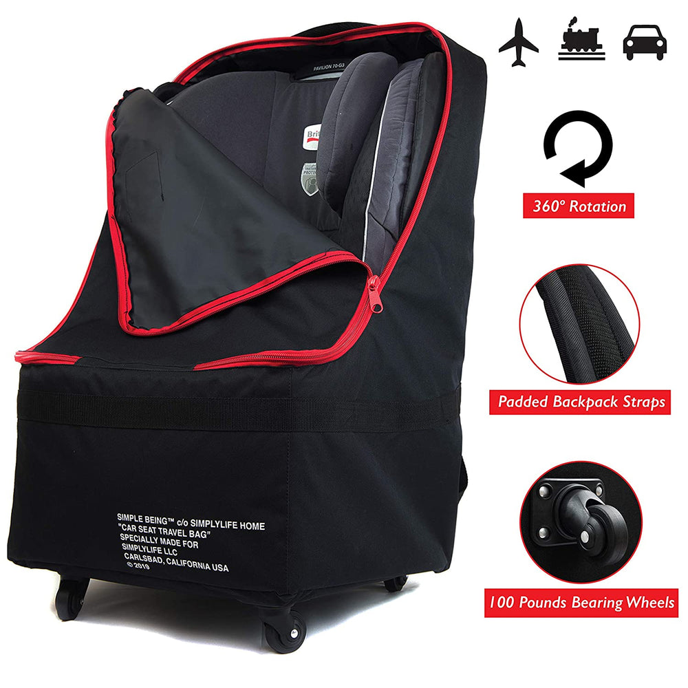 Simple Being Car Seat Travel Bag (Black with Wheels) — SimplyLife Home