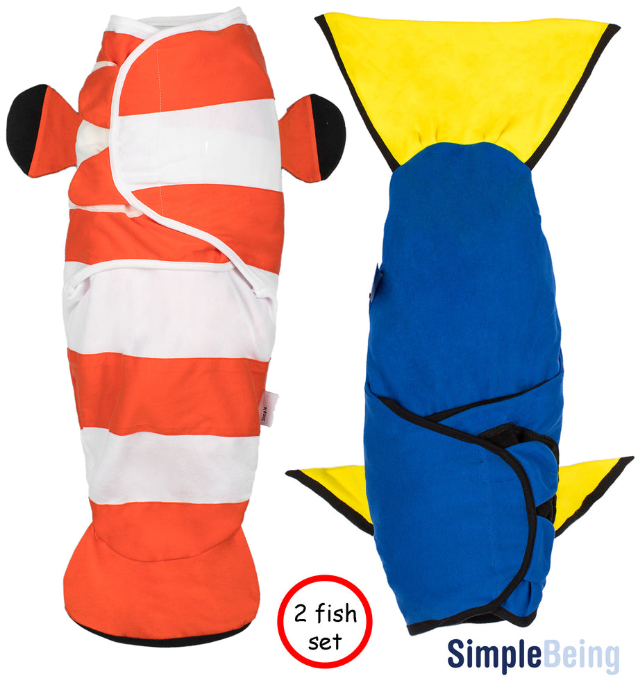 Simple Being Fish Swaddles - Clown and Hippo Fish