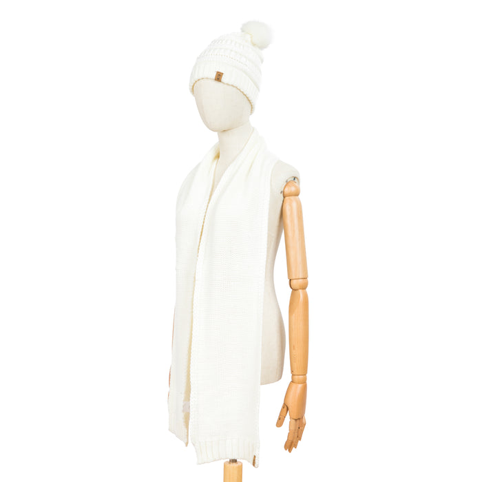 Free Country Scarf Beanie Set for Women (Knit Ivory)