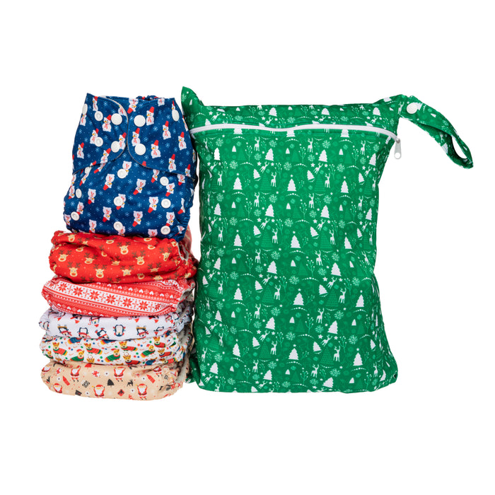 Simple Being Christmas Print Unisex Reusable Baby Cloth Diapers