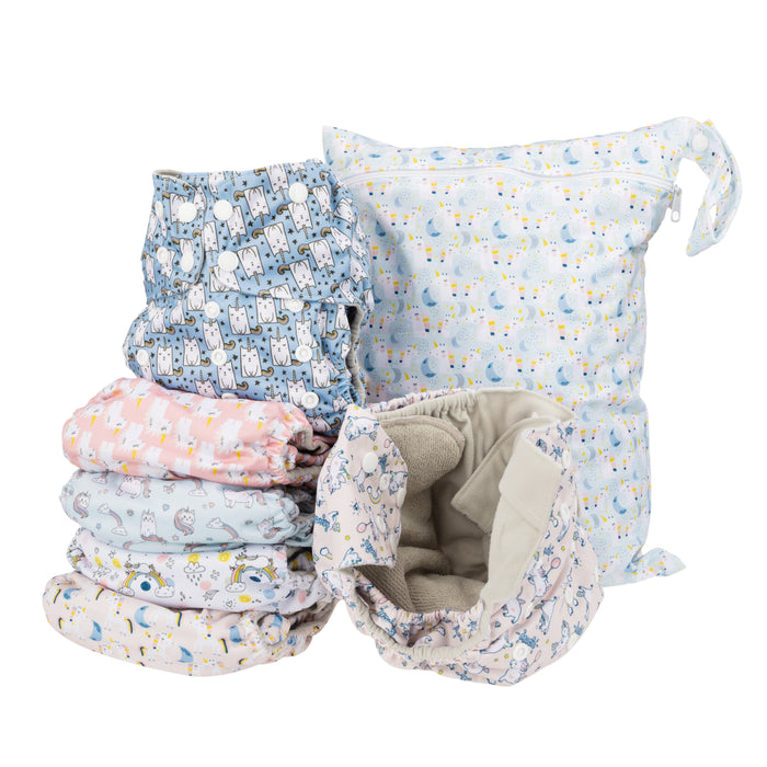 Simple Being Unicorn Print Unisex Reusable Baby Cloth Diapers