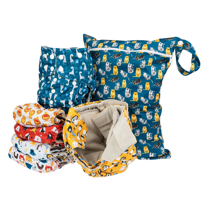 Simple Being Boys Animals Print Unisex Reusable Baby Cloth Diapers