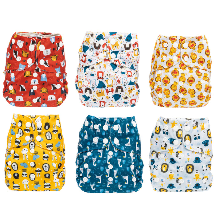 Simple Being Boys Animals Print Unisex Reusable Baby Cloth Diapers