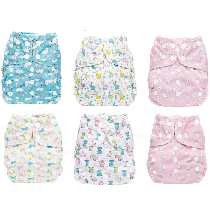 Simple Being Girls Animals Print Unisex Reusable Baby Cloth Diapers