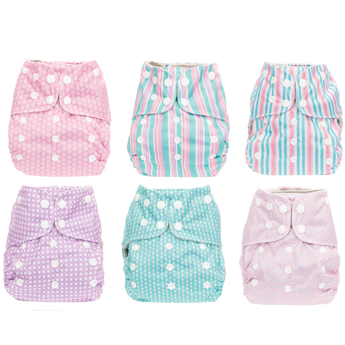 Simple Being Girls Stripes Print Unisex Reusable Baby Cloth Diapers