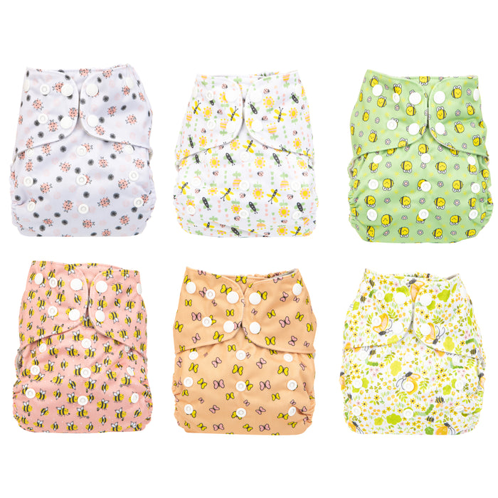 Simple Being Bugs Print Unisex Reusable Baby Cloth Diapers