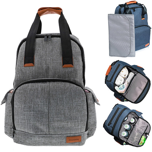 Simple Being Gray Baby Diaper Bag Backpack