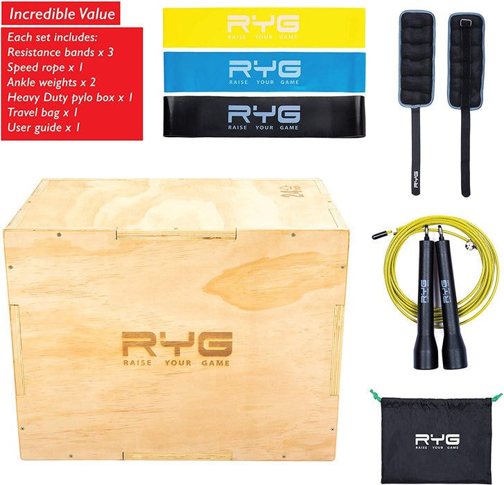Raise Your Game Wood Plyometric Box Set (16x18x24)