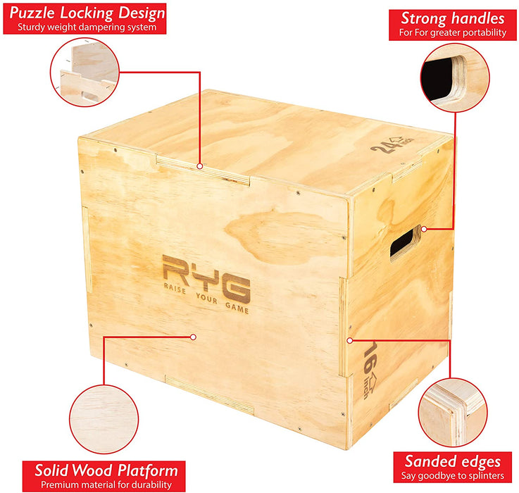 Raise Your Game Wood Plyometric Box Set (20x24x30)