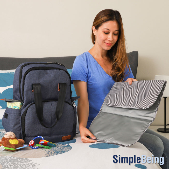 Simple Being Blue Baby Diaper Bag Backpack