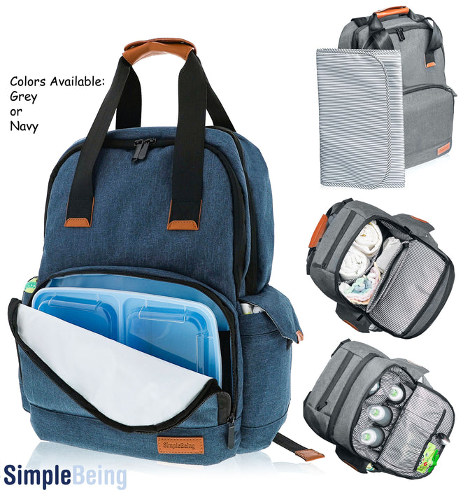 Simple Being Blue Baby Diaper Bag Backpack