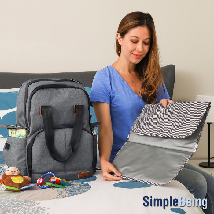 Simple Being Gray Baby Diaper Bag Backpack