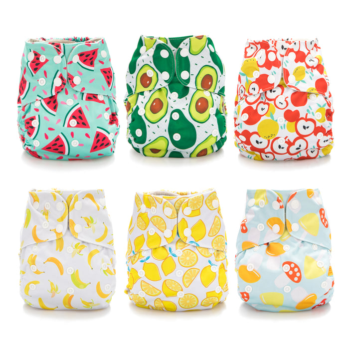 Simple Being Foodie Print Unisex Reusable Baby Cloth Diapers