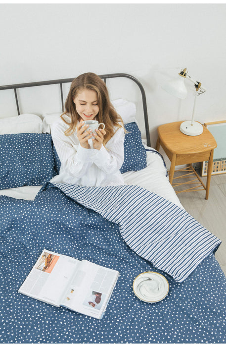 Weighted Blanket Duvet Cover - Geometric Triangle/Stripe Blue-Simple Being-SimplyLife Home