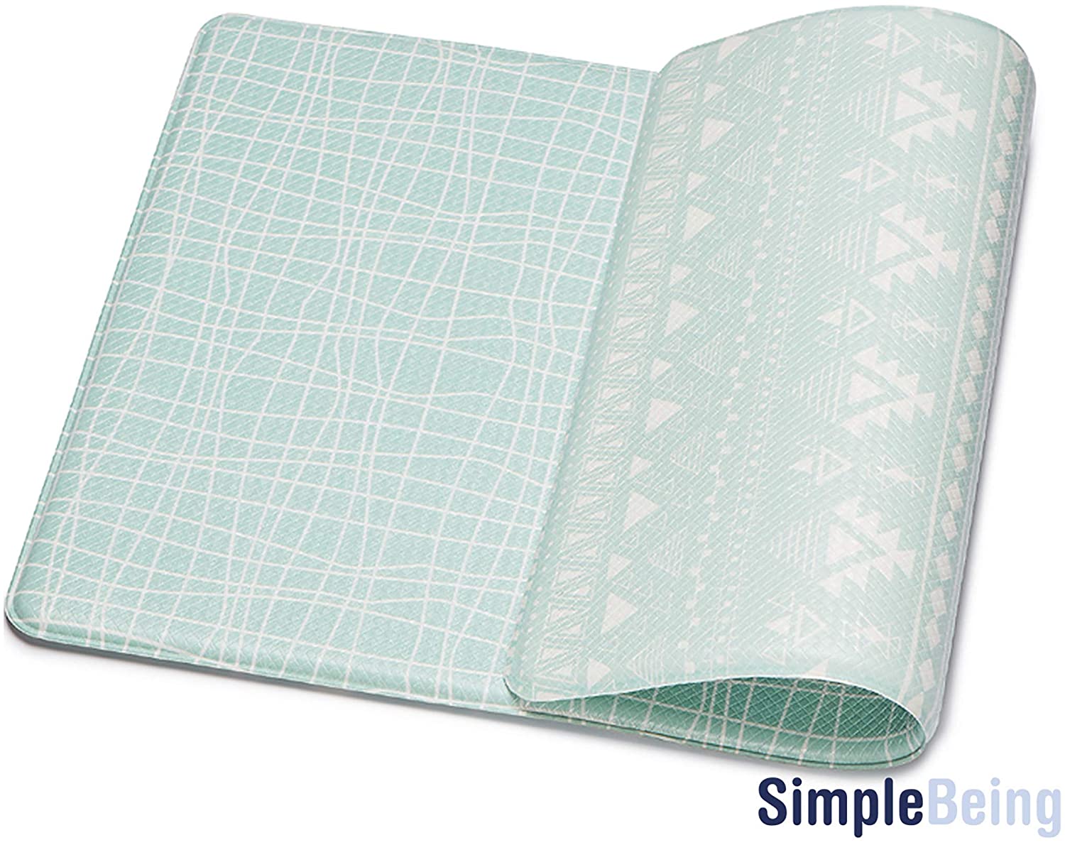 Simple Being Green Geometric Anti-Fatigue Kitchen Floor Mat (32" x 17.5")
