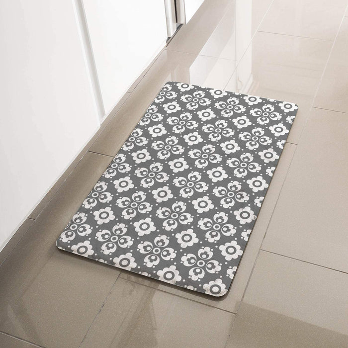 1pc Dark Grey Simple Letter & Line Pattern Silica Gel Kitchen Floor Mat,  Clover Pattern Minimalist Style, Cushioned, Anti-fatigue Kitchen Carpet,  Quick Drying, Non-slip, Suitable For Kitchen, Bathroom, Entrance, Laundry  Room, Etc.