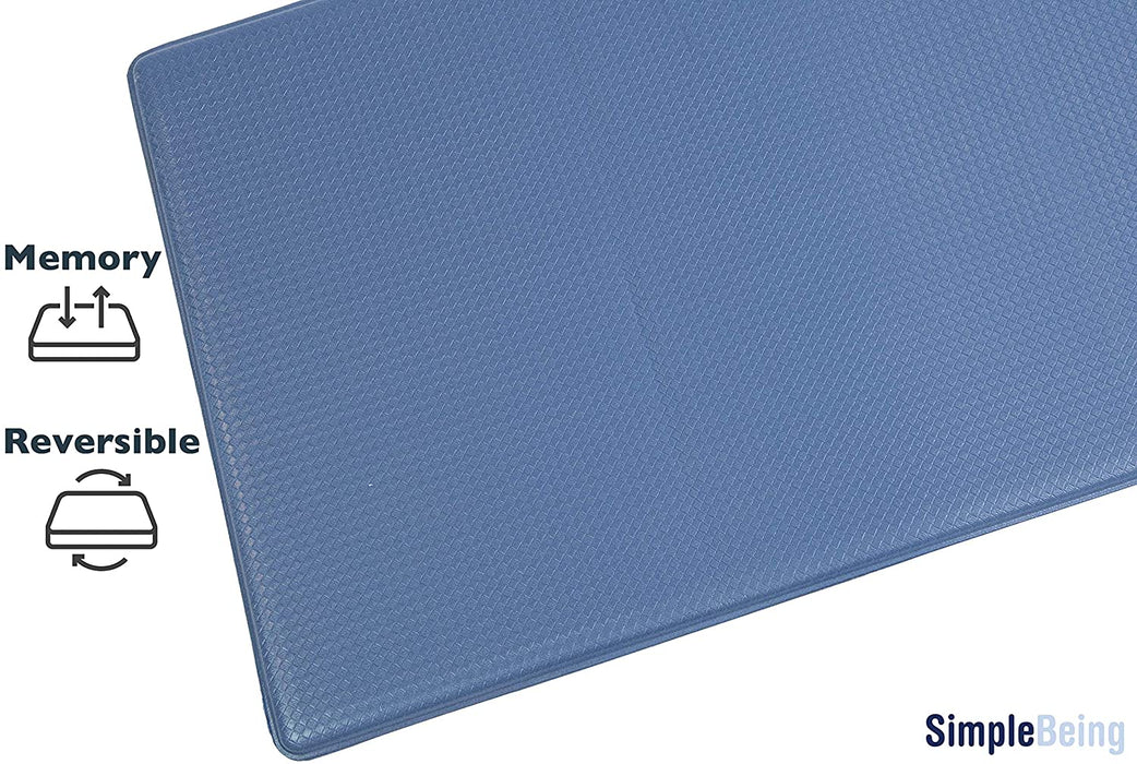 Simple Being Blue/Tan Anti-Fatigue Kitchen Floor Mat (32" x 17.5")