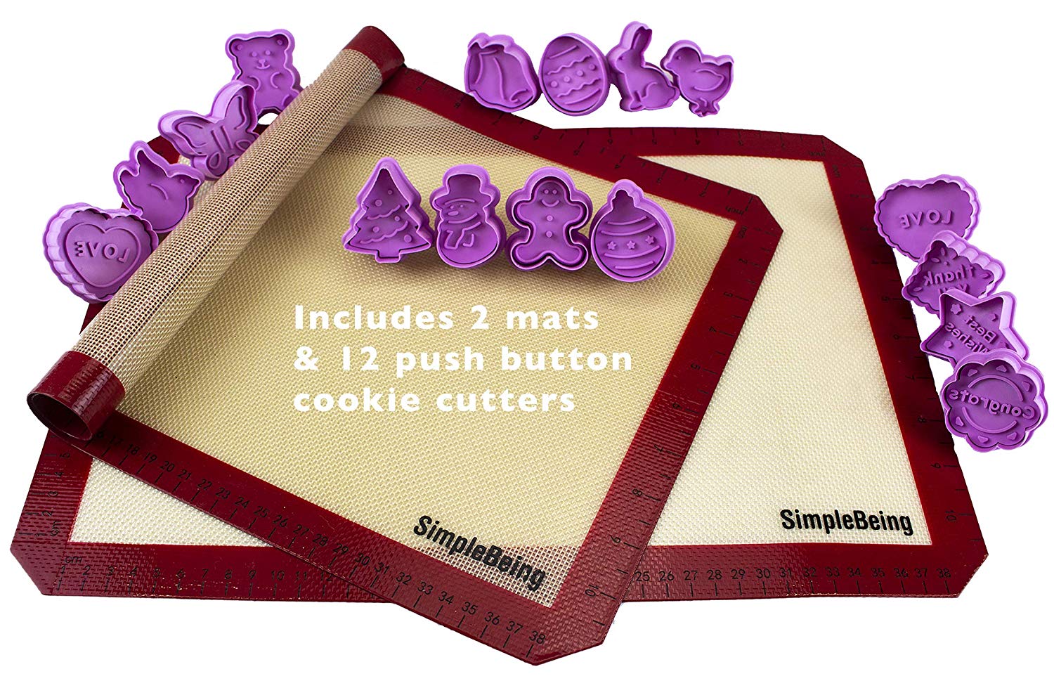 Simple Being Silicone Pastry Baking Mat Set